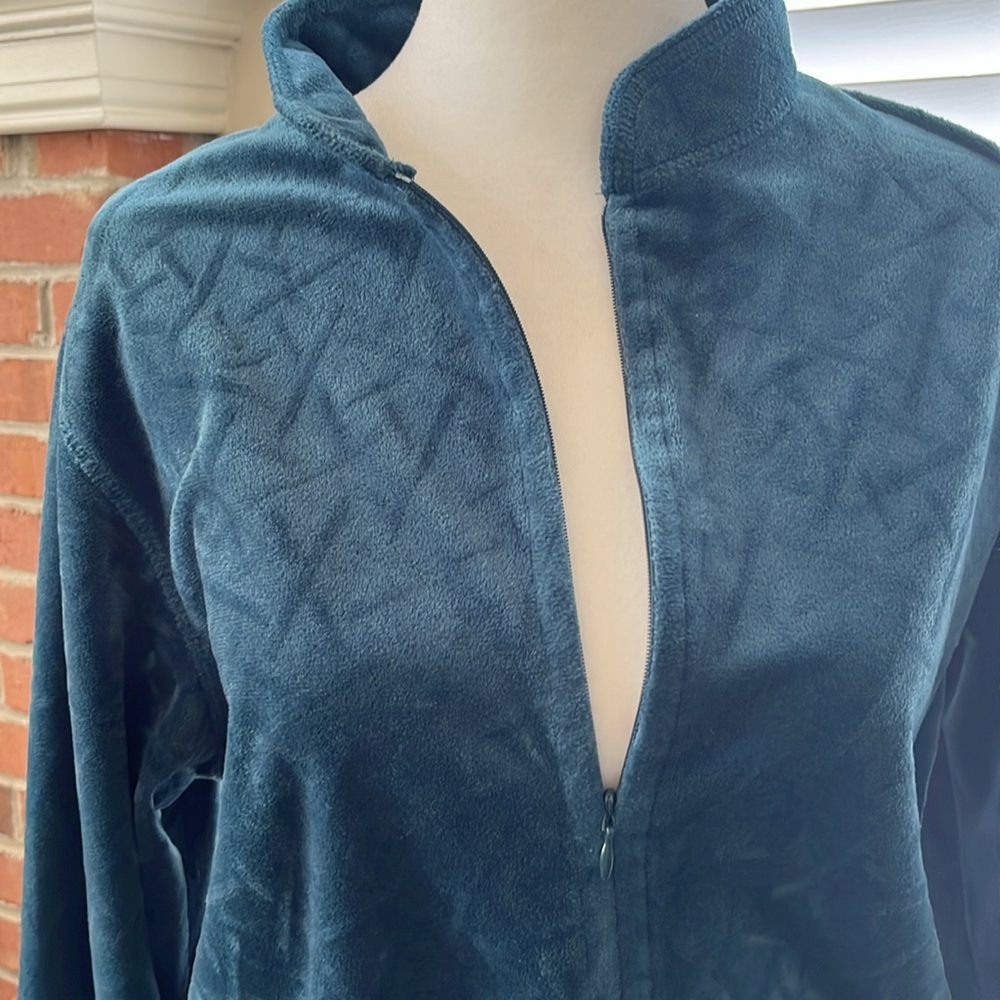 Natori long zip front robe deep green blue size medium - Picture 3 of 9